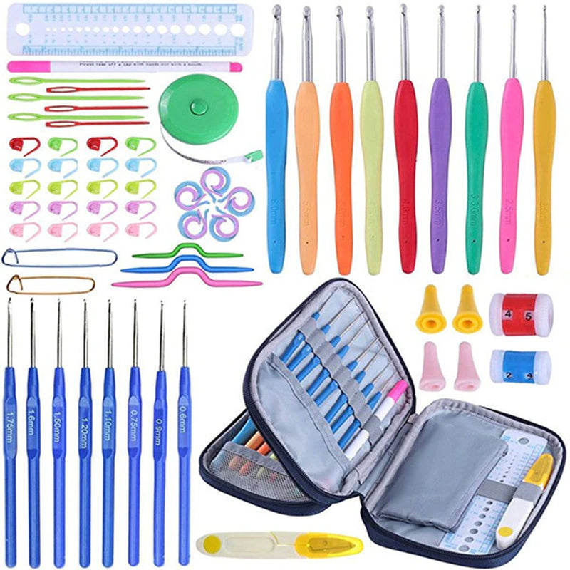 Crochet Hooks Set 17Pcs Crochet Needles Yarn Knitting Needles with Blue Case Agulhas De Crochet Conjunto Sewing Accessory