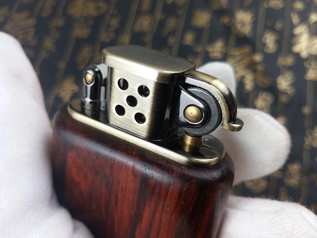 Rosewood Vintage Gasoline Lighter Kerosene for Cigarette Gas Lighter Grinding Wheels Fire Lighter