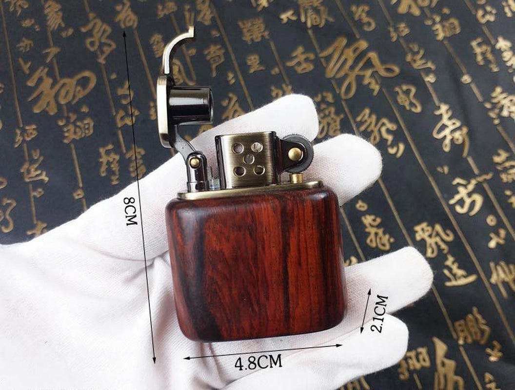 Rosewood Vintage Gasoline Lighter Kerosene for Cigarette Gas Lighter Grinding Wheels Fire Lighter