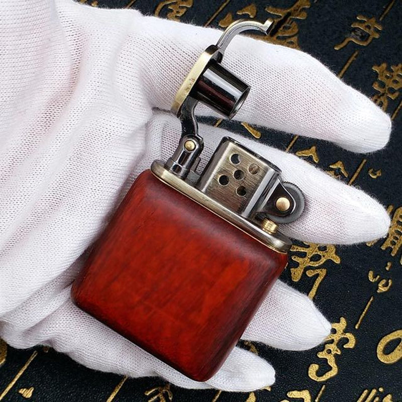 Rosewood Vintage Gasoline Lighter Kerosene for Cigarette Gas Lighter Grinding Wheels Fire Lighter